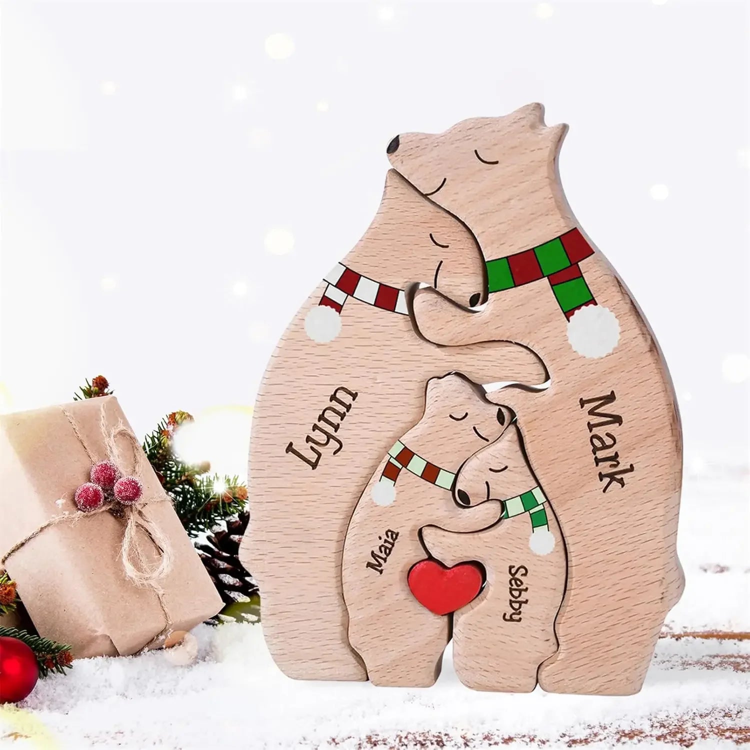 memoboxes™ Custom Bear Family Wooden Puzzle – Personalized Family Keepsake