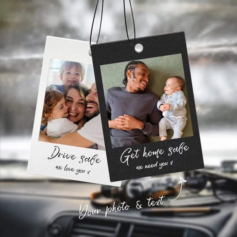 “MEMOBOXES® Custom Photo Car Pendant – Personalized Gift for Family, Anniversary, or Keepsake