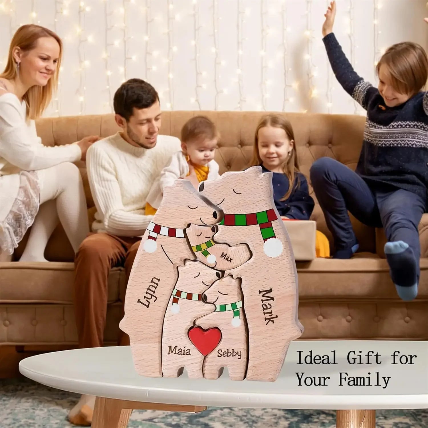 memoboxes™ Custom Bear Family Wooden Puzzle – Personalized Family Keepsake