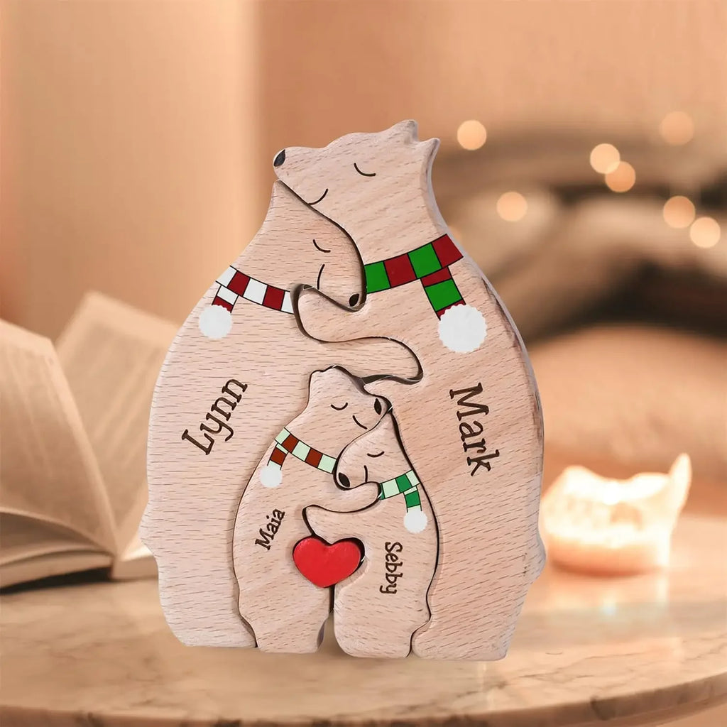 memoboxes™ Custom Bear Family Wooden Puzzle – Personalized Family Keepsake